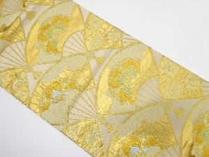 アンティーク　扇面に華紋・花唐草模様織り出し袋帯（着用可）